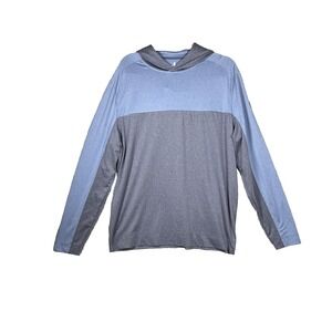 Johnnie O Grayhawk Hoodie Mens Size L Blue Color Block Dobson Ranch GC Logo Golf